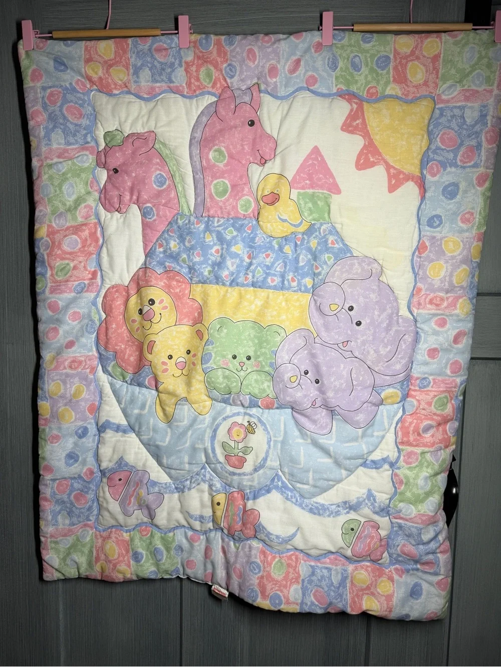 Fisher-Price Multicolor Polka Dot Fabric with Red Logo Tag